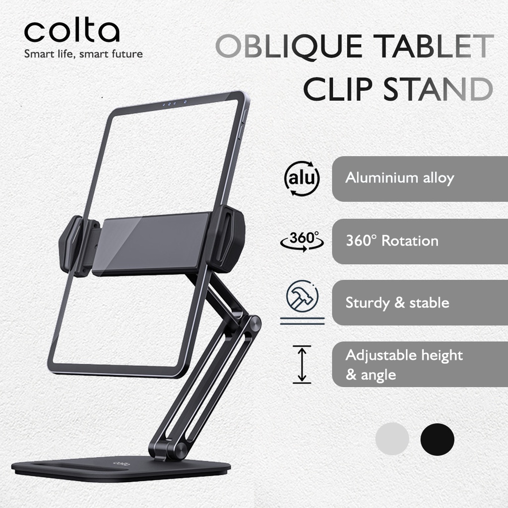 Colta T5 Oblique Phone/Tablet Clip Stand Holder Bracket Aluminium Tab Dudukan