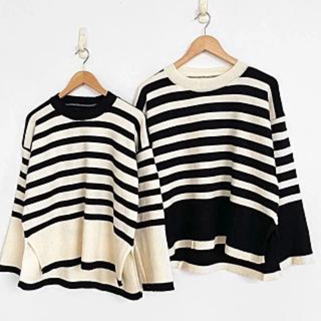 Alice Blaster Knit Rajut Stripe Wanita Terbaru / Atasan  Blazter Rajut Premium Korean Look