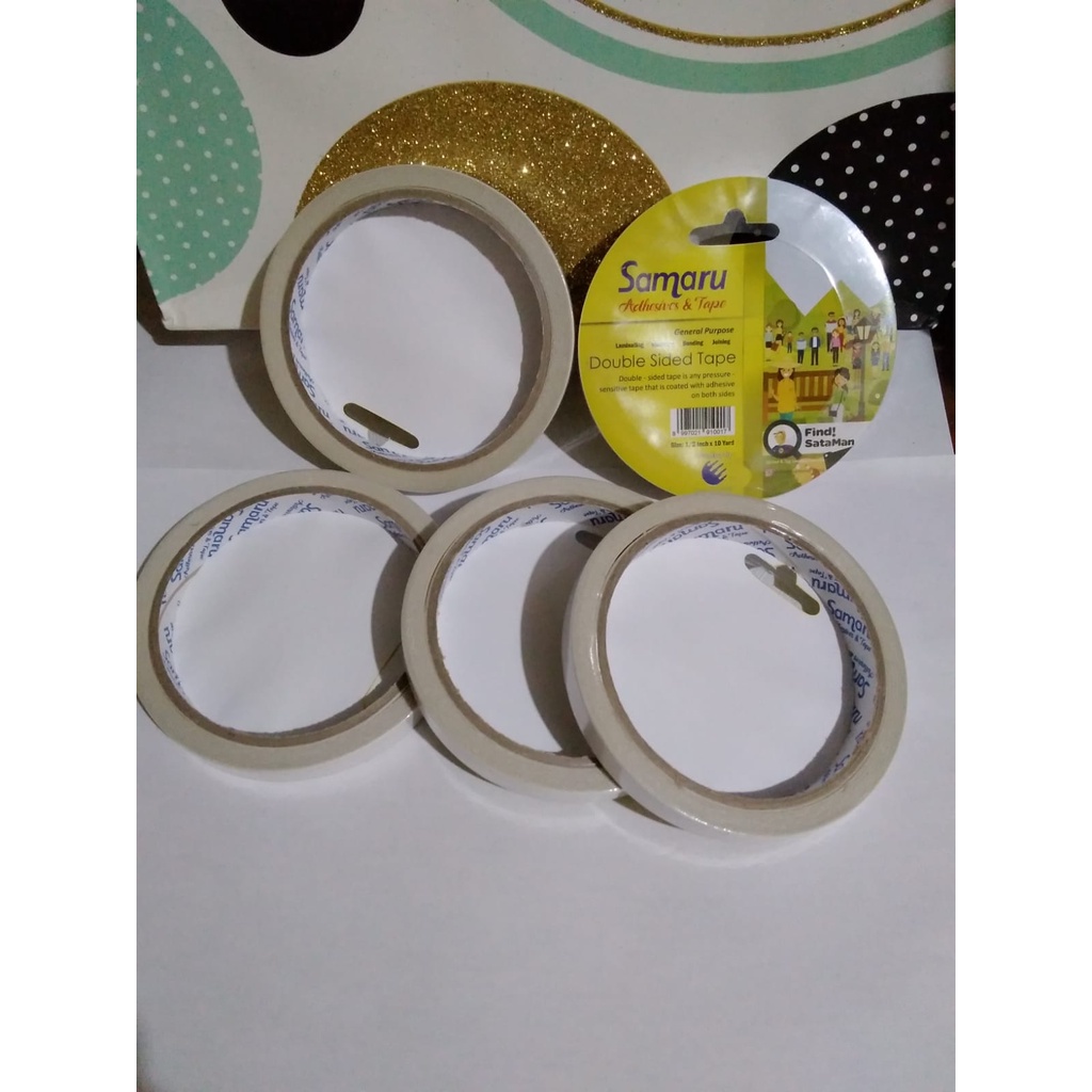 

DOUBLE TAPE PEREKAT 2 SISI 12 MM X 15 YARD 1/2 INCH SIDED LEM PEREKAT TIP SUPER KUAT MURAH