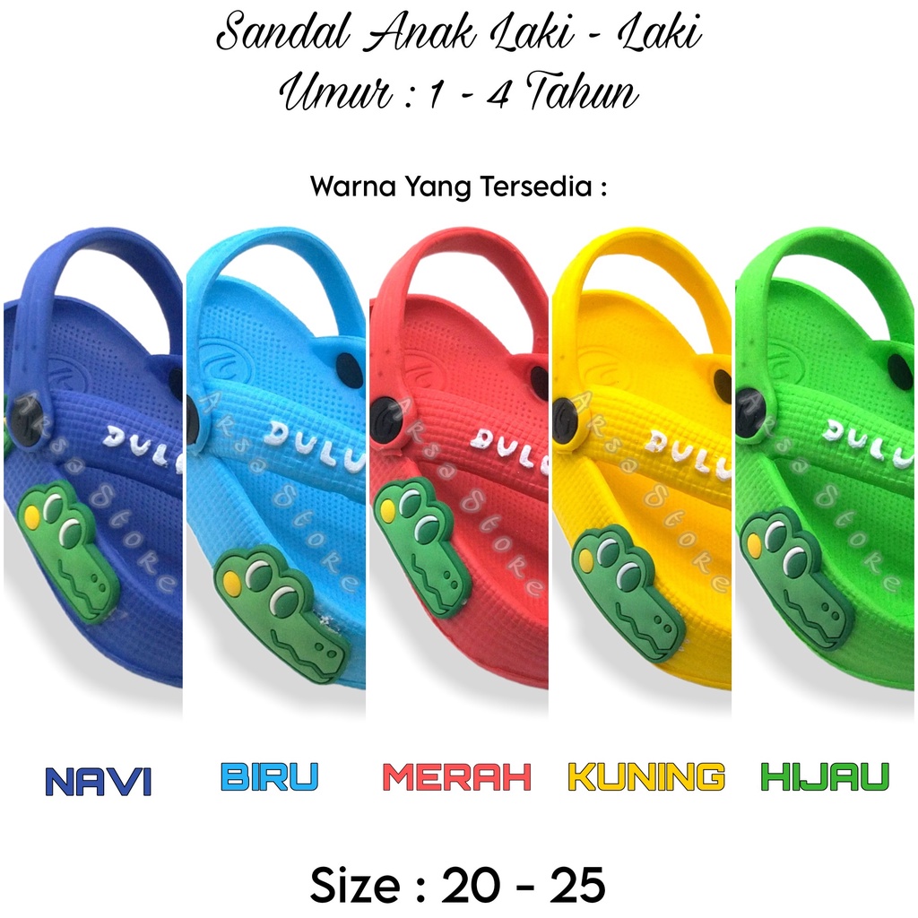 Sandal Jepit Anak Laki Laki Terbaru Umur 1  - 4 Tahun / Sendal Lucu Anak Cowok Karakter Buaya
