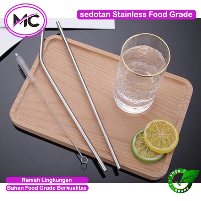 Sedotan Stainless Stell Murah Sedotan Lurus Bengkok Sikat Sedotan BPA Free Anti Karat Aman Reusable Higienis