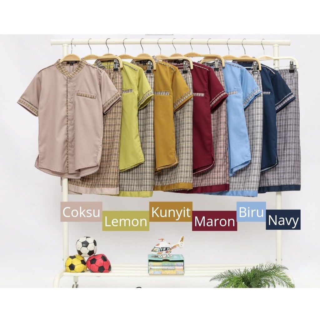 Setelan koko GAZHWAN anak laki laki sarung dan celana/koko muslim anak laki laki