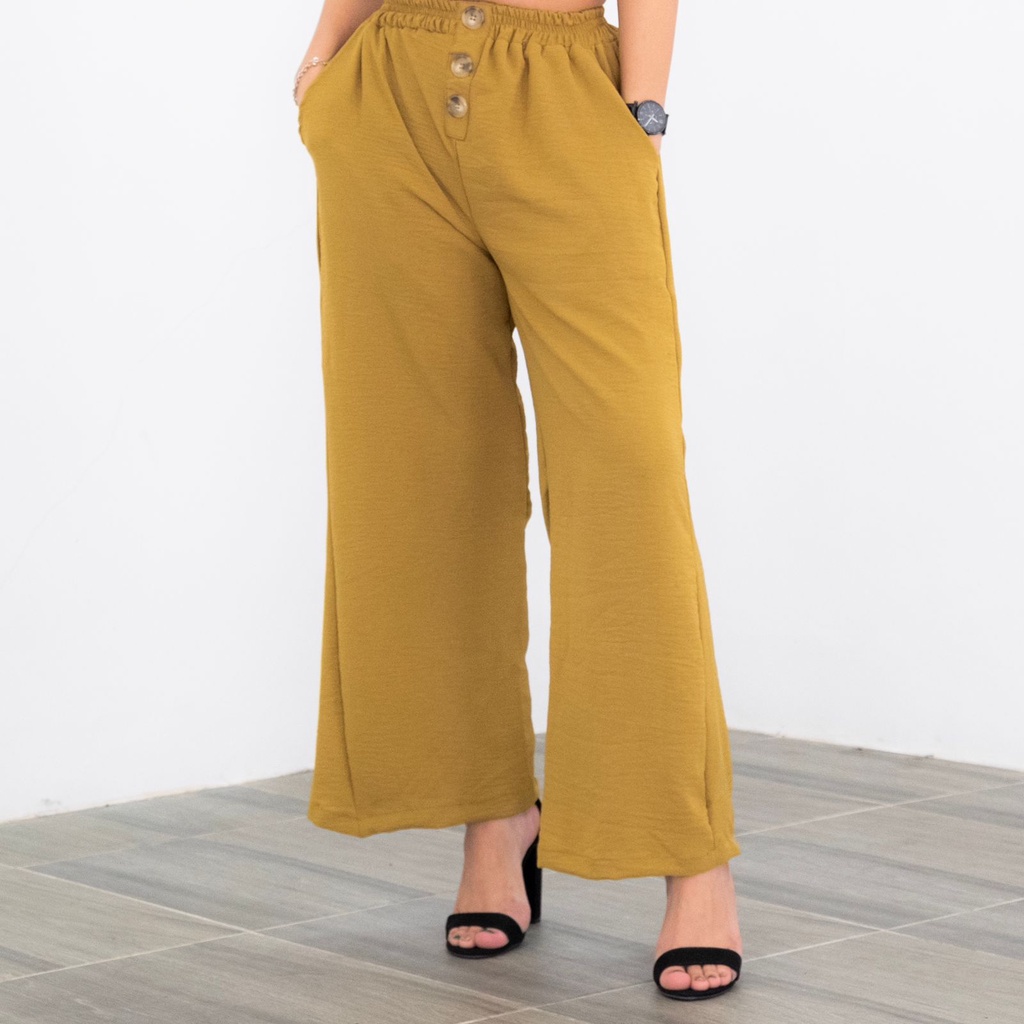 Kulot Kancing Highwaist Kekinian Premium Loose Pants Wanita Zameela Collection [NEW]