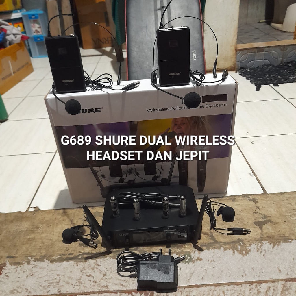 G689 MIC WIRELESS SHURE DUAL UHF SEPASANG CLIP KLIP BANDO HEADSET MIK WIRELES JEPIT KERAH BAJU SINGLE SHUR VOCAL VOKAL AUDIO SOUND SISTEM PANGGUNG STUDIO DJ PRO PORTABLE SINGLE MIKROPON MIKROPHONE SOUNDBEST MICROPHONE KARAOKE ARTIS PROFESIONAL BEST PANGGU