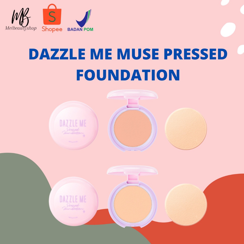 DAZZLE ME Muse Pressed Foundation | Long Lasting Filter Like Blurring Matte Compact Powder Oil-control Bedak Padat