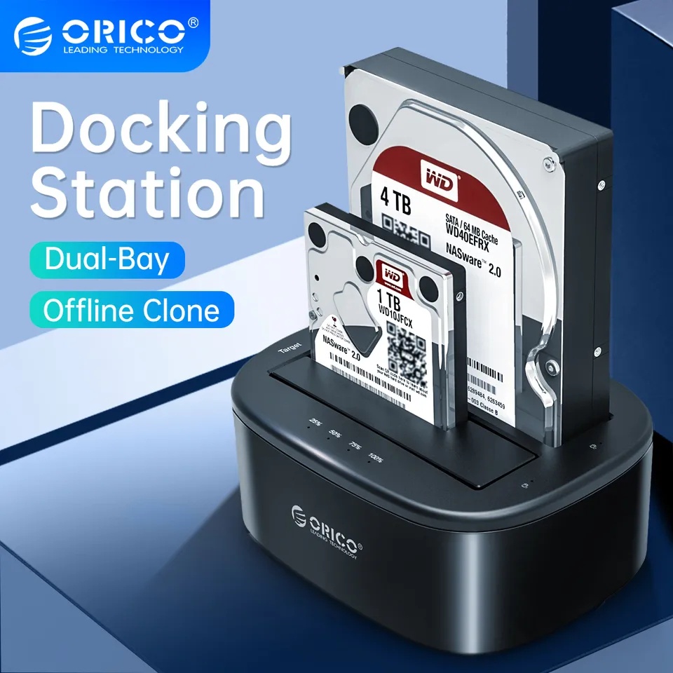 Orico 6228US3-C 2 BAY 2,5&quot; / 3,5&quot; Inch External HDD / SSD Docking Station Dual Bay Offline Clone USB 3.0