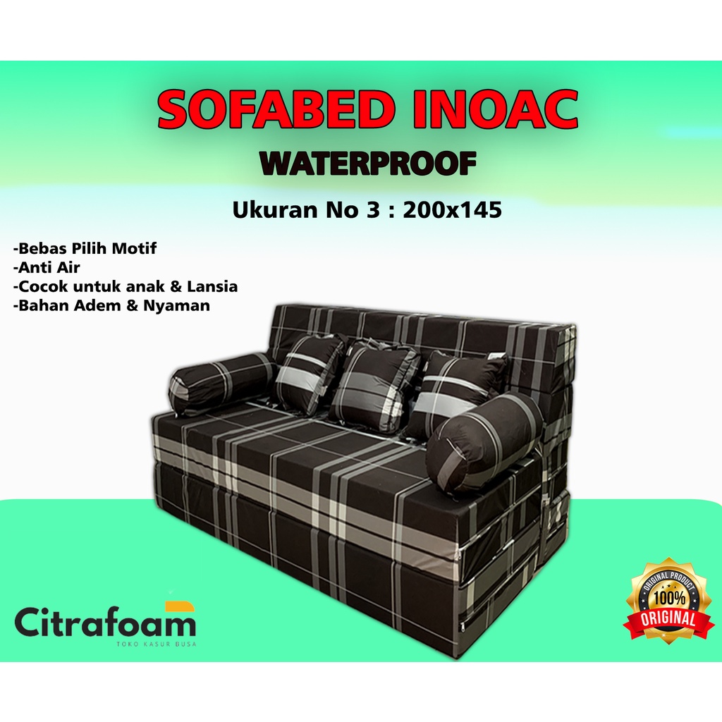 SOFA BED INOAC WATTERPROOF Ukuran No 3 / 200x145x20 cm / ANTI AIR Garansi 10 Tahun Sofabed INOAC EON