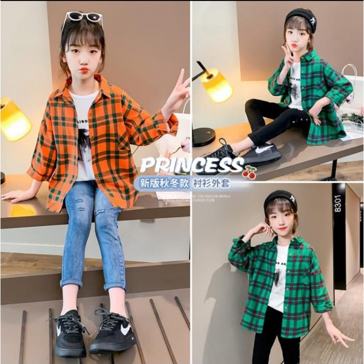 Baju Anak Import / Kemeja Anak Perempuan Import / Kemeja Anak Umur 4 - 13 Tahun - TARTAN