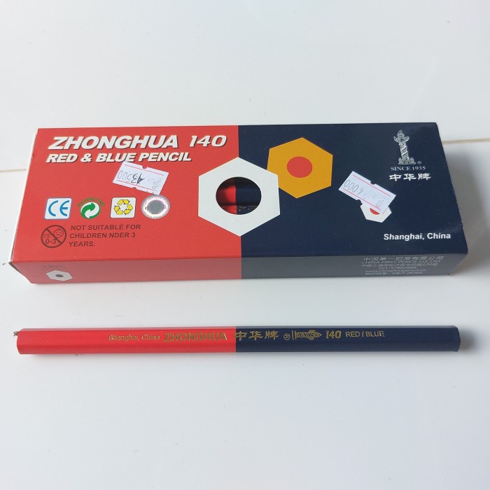 

ZHONG HUA - PENSIL TUKANG JUMBO 140 WARNA MERAH - BIRU