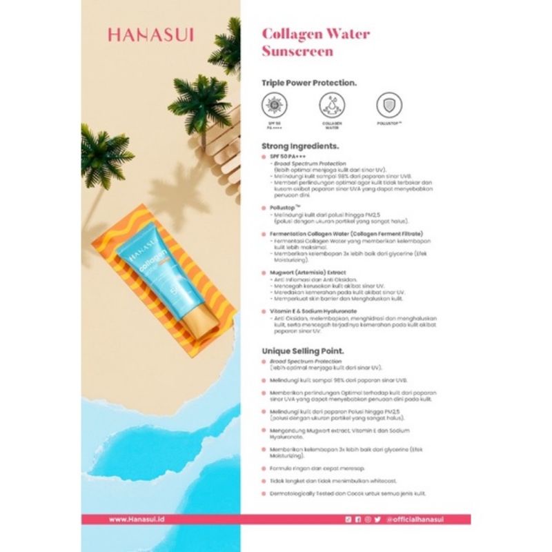 HANASUI COLLAGEN WATER SUNSCREEN SPF 50 PA++++, hanasui sunscreen spf 50, hanasui colagen water sunscreen spf 50 pa++++