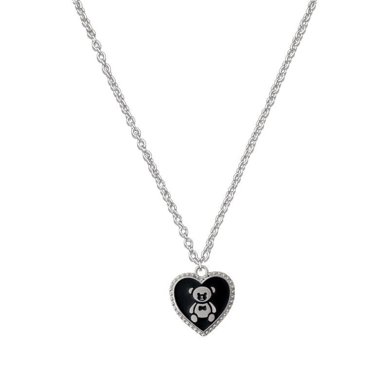 WB239 Love Bear Long Necklace Aesthetic Kalung Berang Hitam