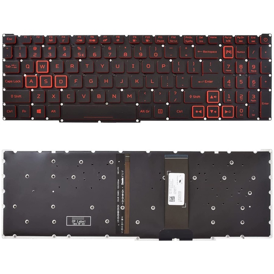 Keyboard Acer Nitro 5 AN515-43 AN515-54 AN515-55 - RED FONT BACKLIGHT