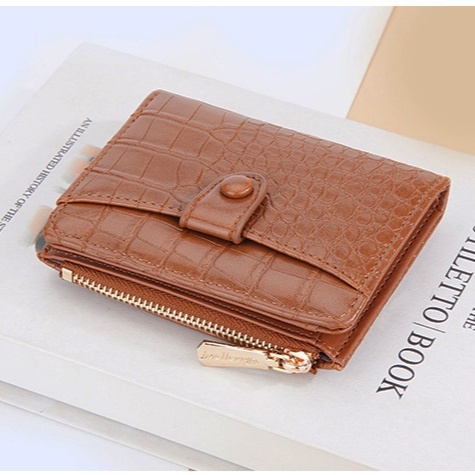 DOMPET LIPAT WANITA KULIT BAELLERRY ORIGINAL IMPORT KOREA MINI KARTU COKLAT HEINE CROCO WA656B7 CEWEK SIMPLE MURAH REMAJA SLOT KOIN KEKINIAN BRANDED BATAM LUCU PREMIUM KECIL