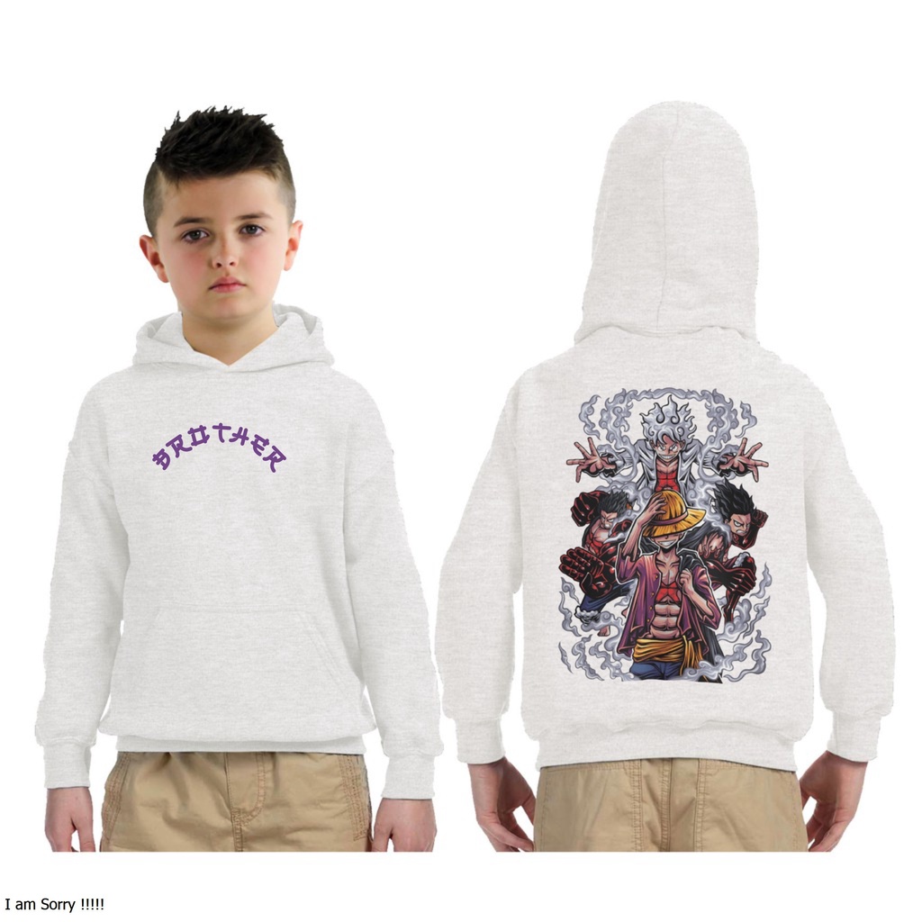 Sweater Hoodie Atasan Anak Pria One Piece Luffy - Jaket Anak anak Tanggung Usia 6-11 Tahun