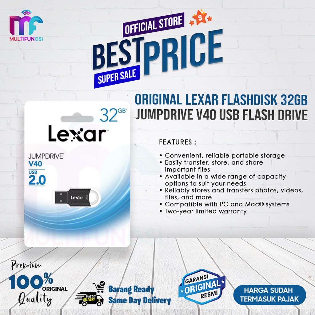 ORIGINAL LEXAR FLASHDISK 32GB JumpDrive V40 USB Flash Drive