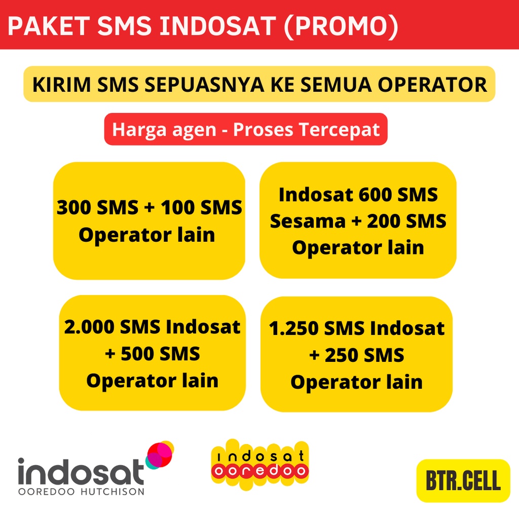 PAKET SMS INDOSAT 400SMS 800SMS 2500SMS 1500SMS MURAH LANGSUNG DIPROSES