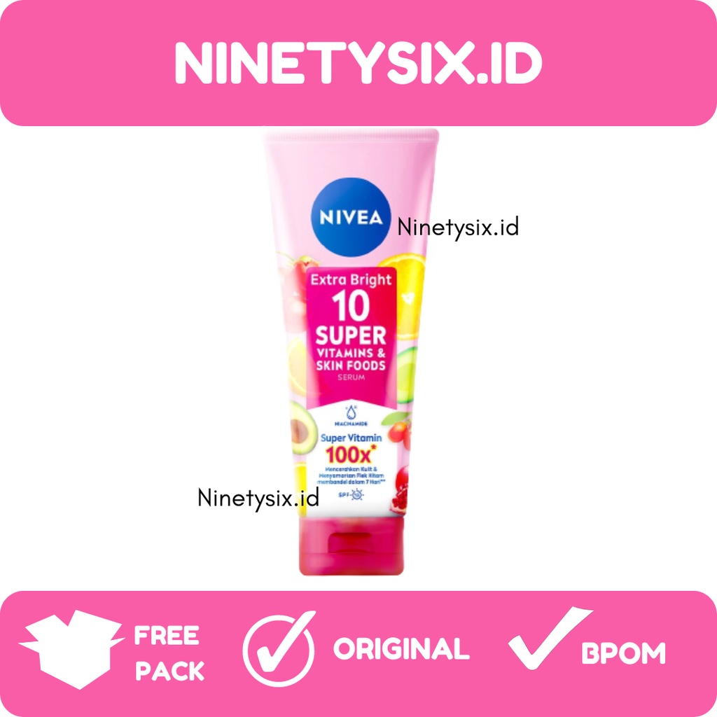 NIVEA Extra Bright Body Serum 10 Super Vitamin &amp; Skin Food + Niacinamide SPF15 180mL | Menyamarkan Flek Hitam dalam 7 Hari