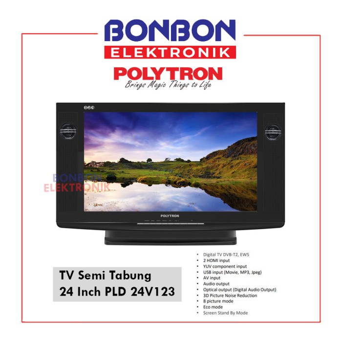 Polytron Digital TV 24 Inch PLD 24V123 Semi Tabung DVB-T2 HD Ready