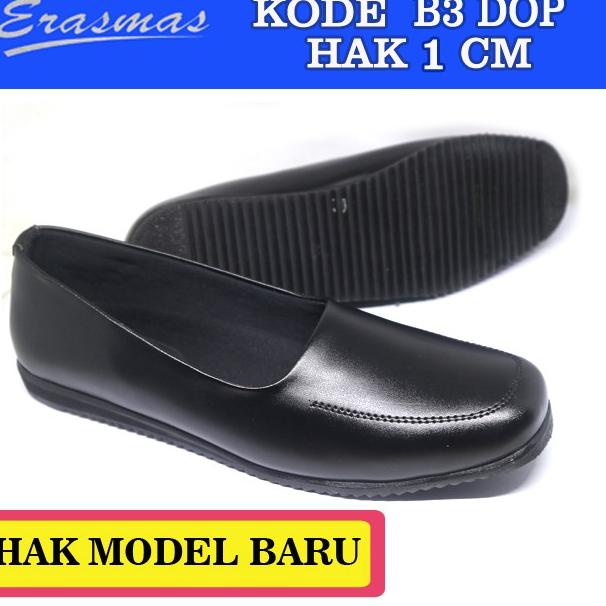 Harga Spesial Sepatu Hamil Flat Shoes Hitam B3 ERASMAS HAK 1 cm PDH Persit Bhayangkari PNS Dishub Fo