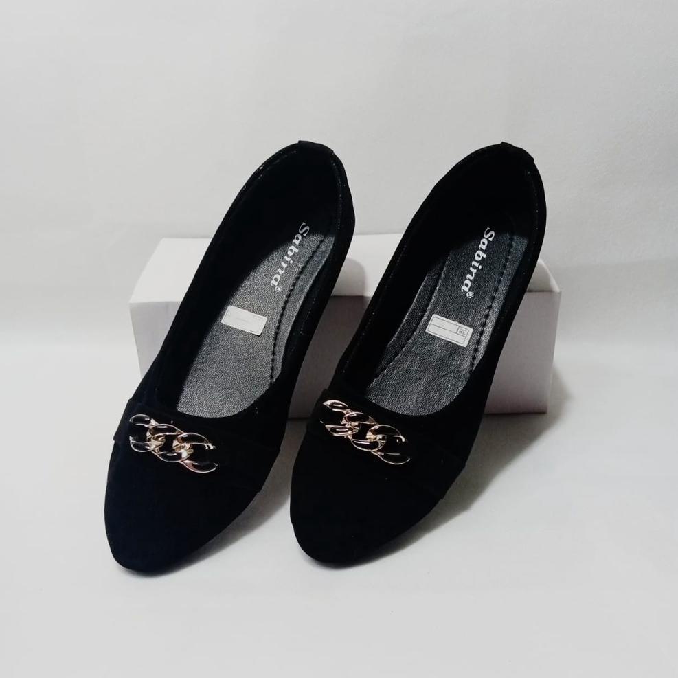 MENARIK Sepatu balet wanita simple kekinian flatshoes sol karet viral 2022 sepatu hitam variasi rant