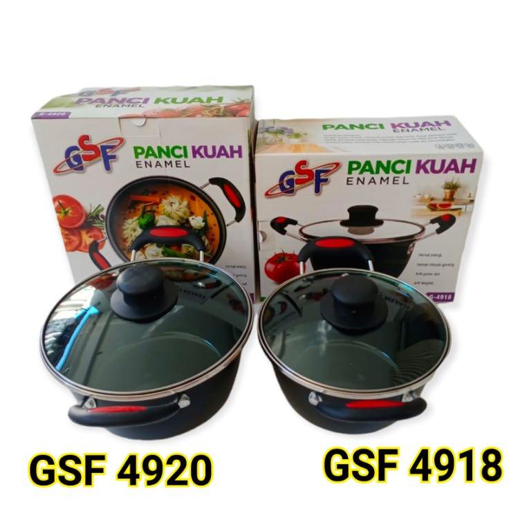 BOOMING Panci kuah Enamel GSF 4022 4024 2405 4920 4918 Tutup Kaca Panci Susu Saucepan
