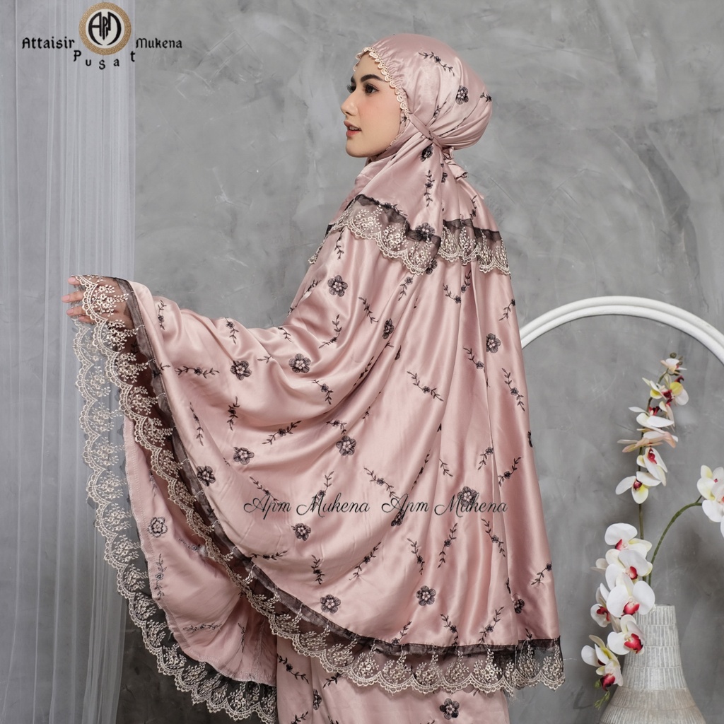 APM MUKENA - MUKENA PUTIH DEWASA LATANSA VELVET BORDIR RENDA TILE ARABIAN MUAT TINGGI BADAN 180cm BERAT BADAN 95kg PREMIUM