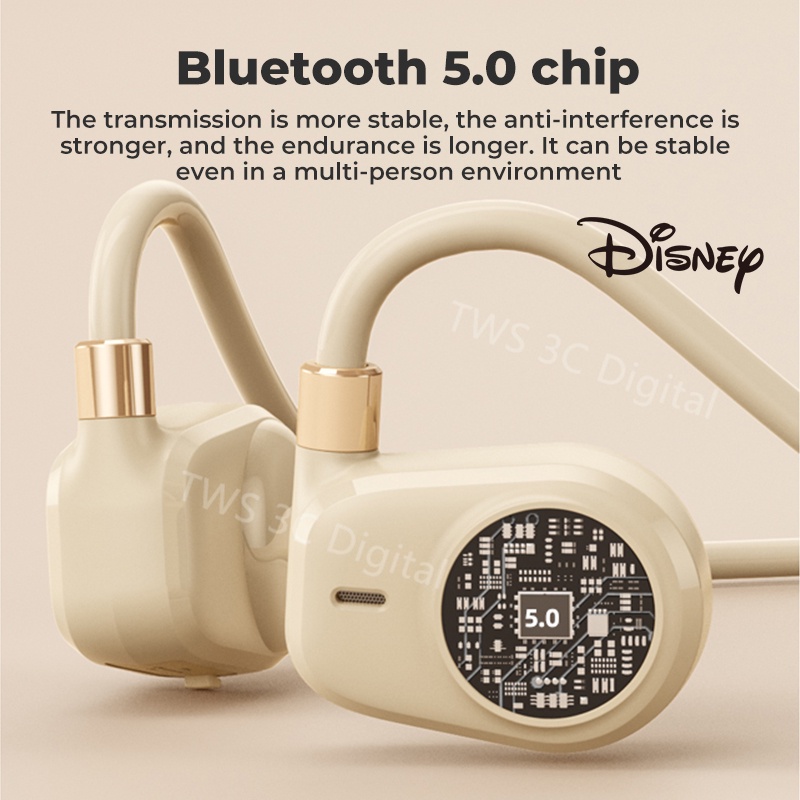 Original Disney QS-Q2 Headset Bluetooth 5.0 konduksi udara Earhook Headphones TWS Earphone with Microphone HIFI Stereo IPX5 Waterproof Olahraga/lari/bersepeda tersedia