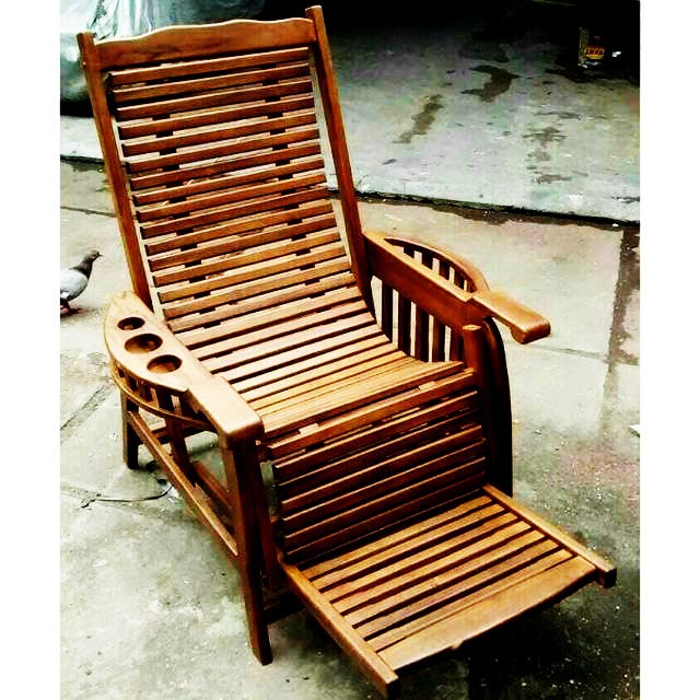 RAY Kursi Malas / Kursi Santai / Kursi Goyang/ Kursi Lipat Kayu Jati Murah - Standart, Mentah Non Wr