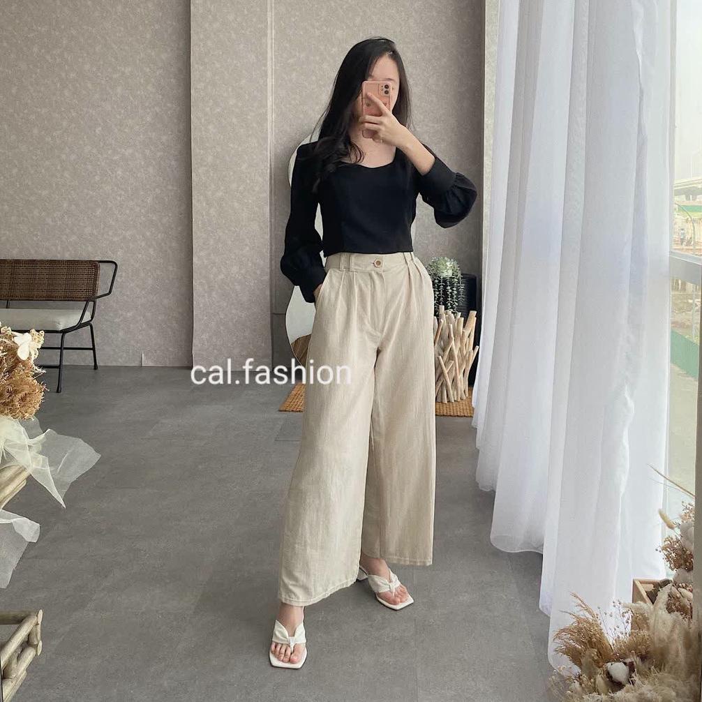 Bisa Cod Kulot Linen Highwaist Premium 2237 By Cal.Fashion Bahan Cotton Linen Premium Warna Black Br