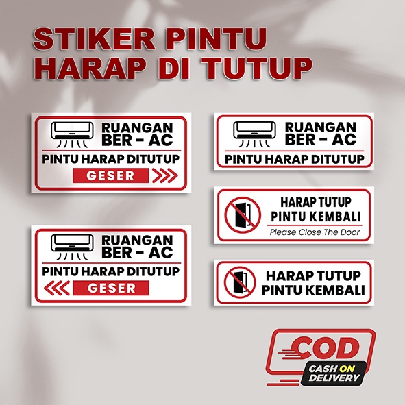 STIKER TUTUP PINTU | STIKER RUANGAN AC | STIKER TUTUP PINTU KEMBALI | STIKER PERINGATAN