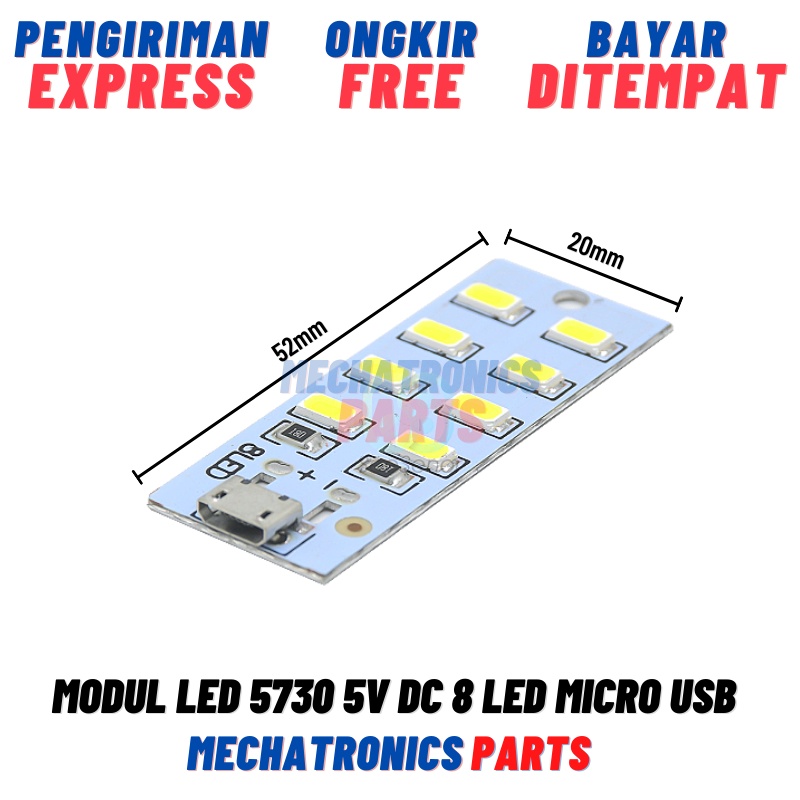 Modul LED 5730 5V DC 8 LED Micro USB SMD Mini Portable Lampu Darurat Emergency