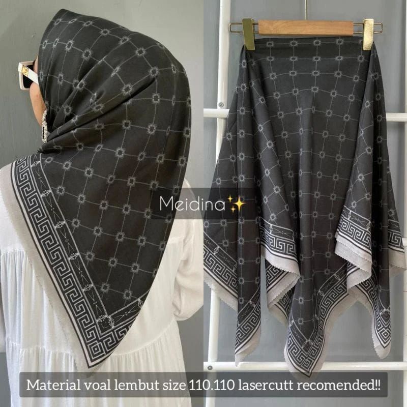 Jilbab segiempat voal premium motif mewah SIREN