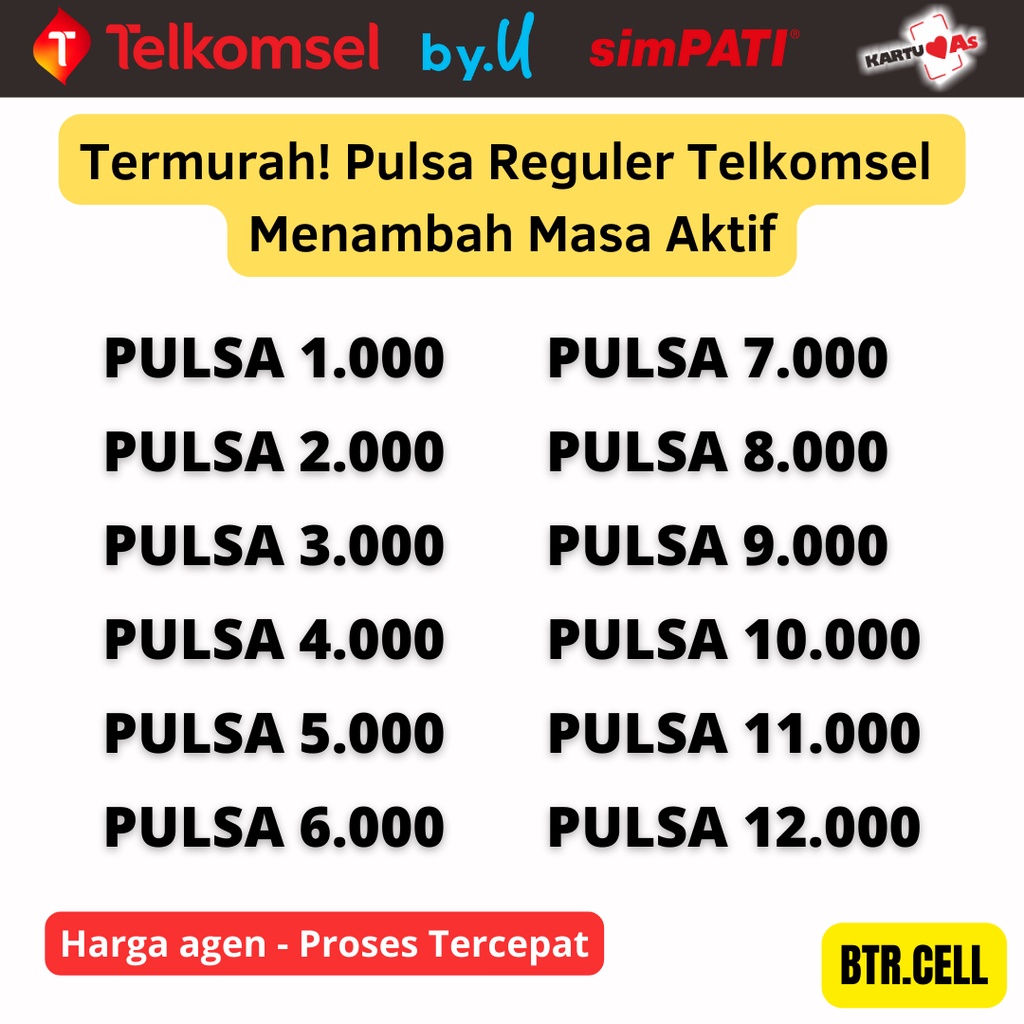 PROMO MURAH PULSA TELKOMSEL AS SIMPATI LOOP BY.U 1K 2K 3K 4K 5K 6K 7K 8K 9K 10K 11K 12K TAMBAH MASA 