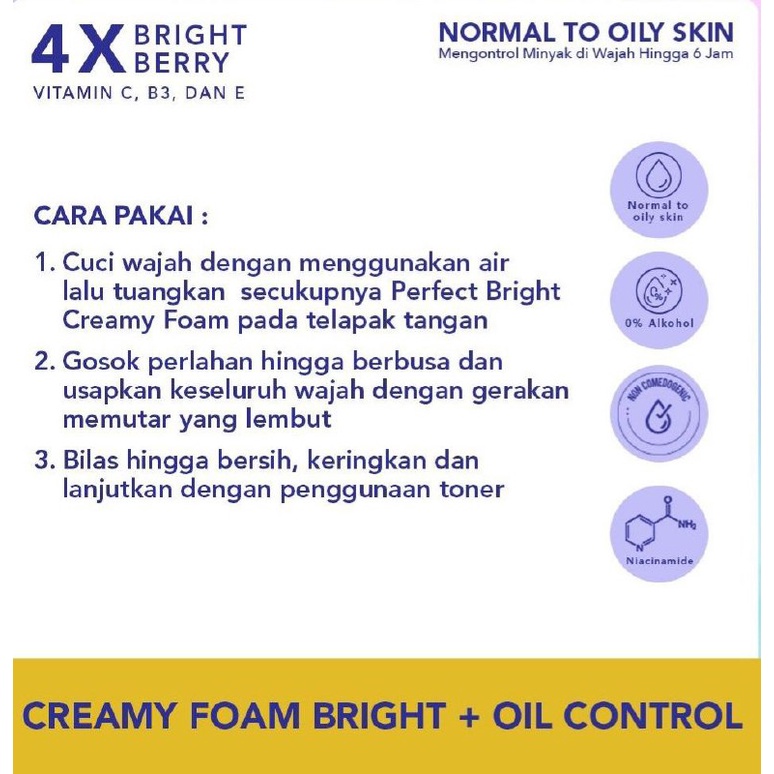 WARDAH PERFECT CREAMY FOAM OIL CONTROL FASIAL FOAM FASH WASH 100ML