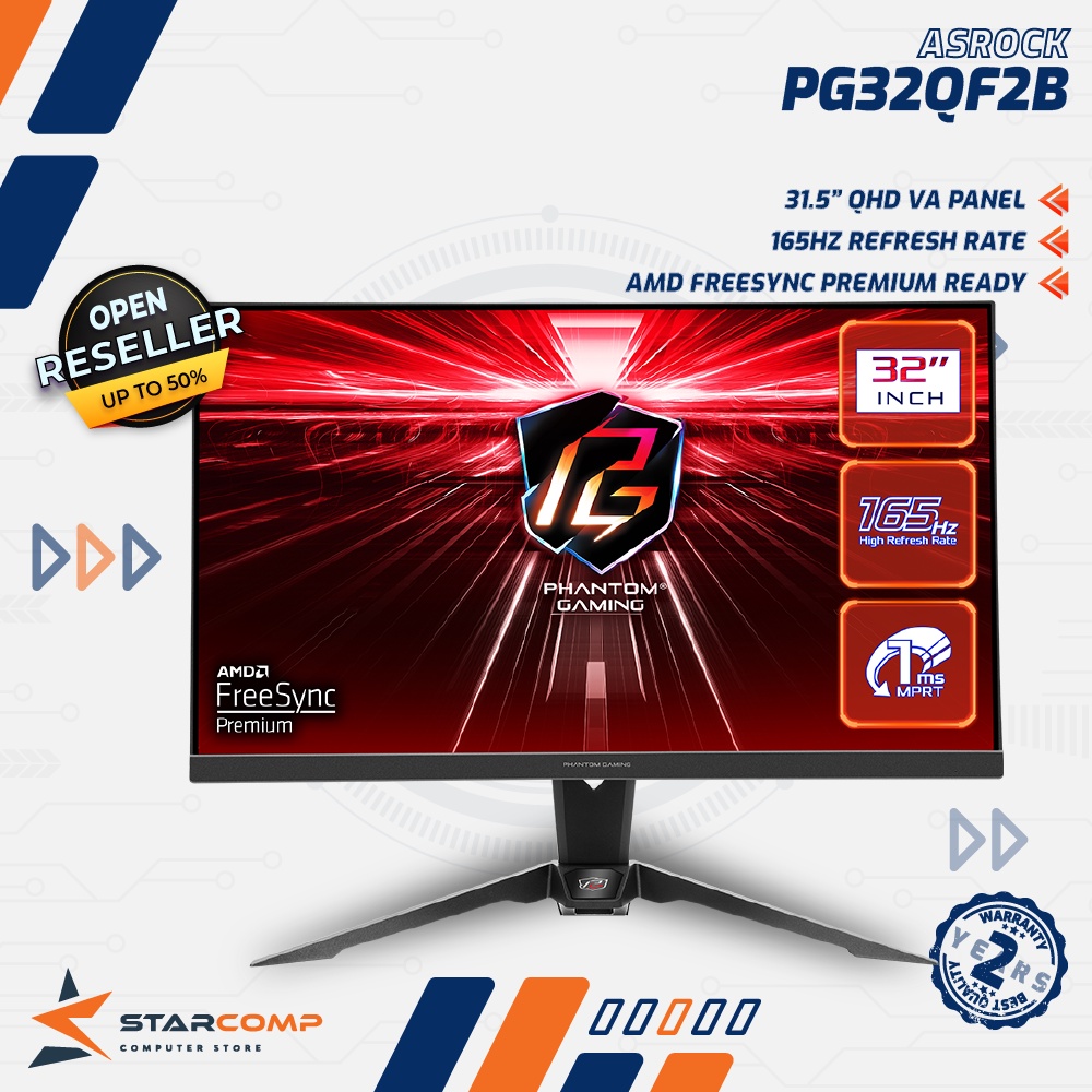 Asrock Phantom Gaming PG32QF2B Monitor LED QHD 32&quot; Inch 2K PG 32QF2B