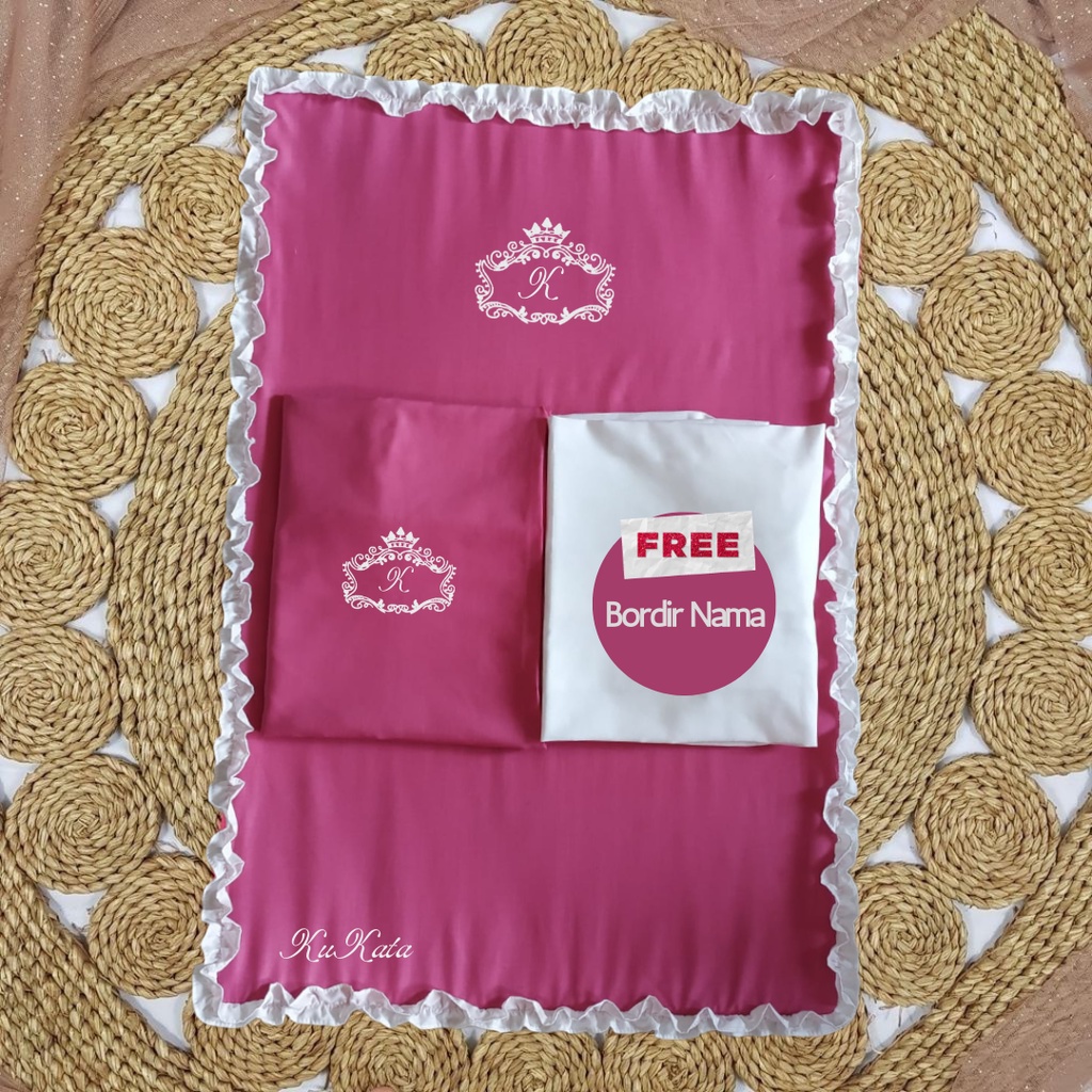 Mukena Sajadah Tas Anak Sekolah Custom Bordir Nama Queen Kado Lebaran