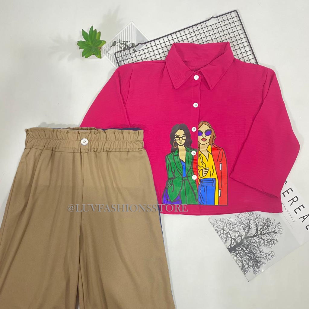 IL - SETELAN WANITA ORIZA CROP CRINCLE AIRFLOW / ONE SET WANITA KEKINIAN MOTIF SABLON