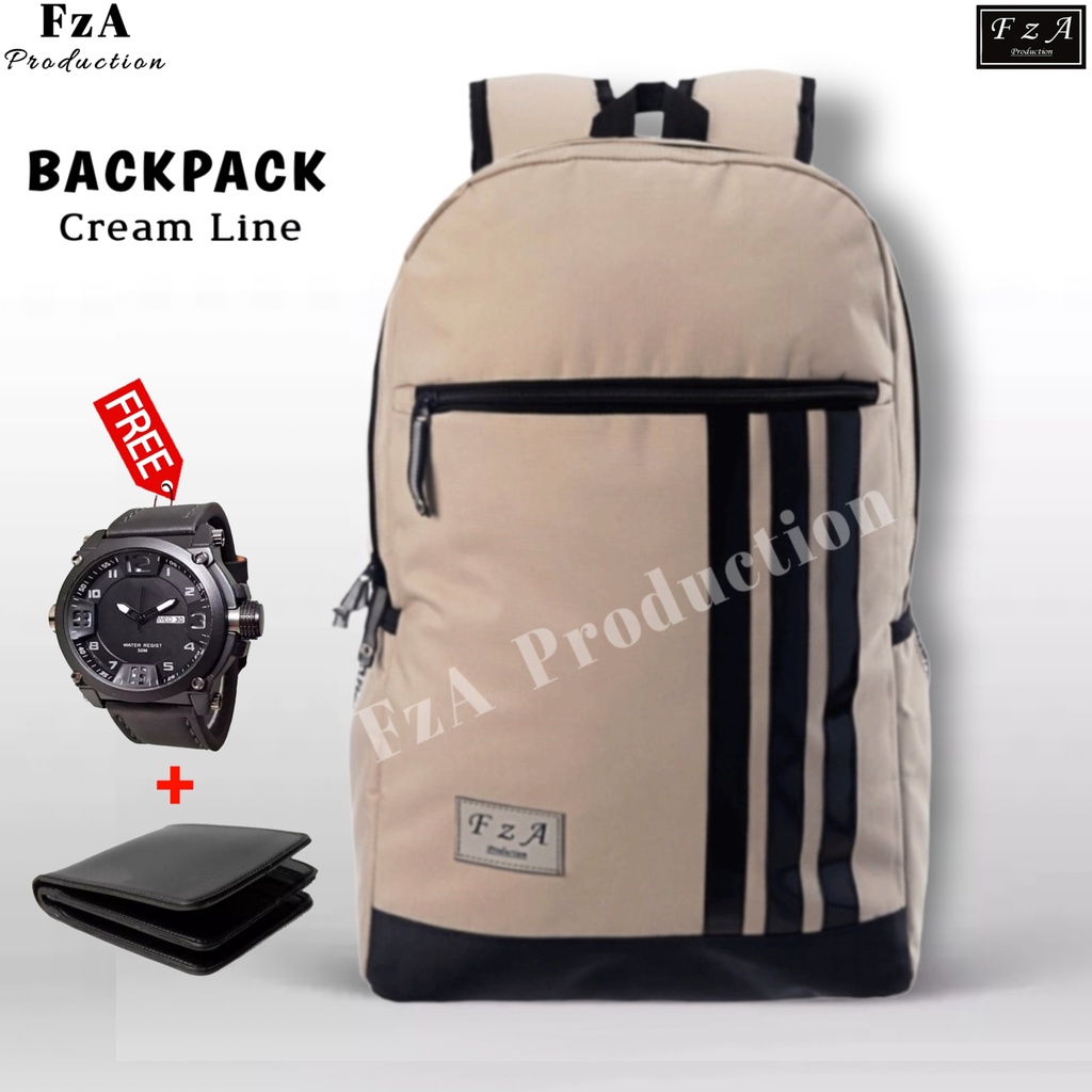 FzA Official - Tas Ransel Gendong Laptop Distro Sekolah Kuliah Pria Wanita Backpack Original Tas Punggung Laptop - Cream LN