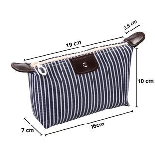 SS Tas Pouch Kosmetik Makeup Alat Mandi Organizer Anti Air Motif Garis Kosmetik Pouch Garis Belang Murah Import