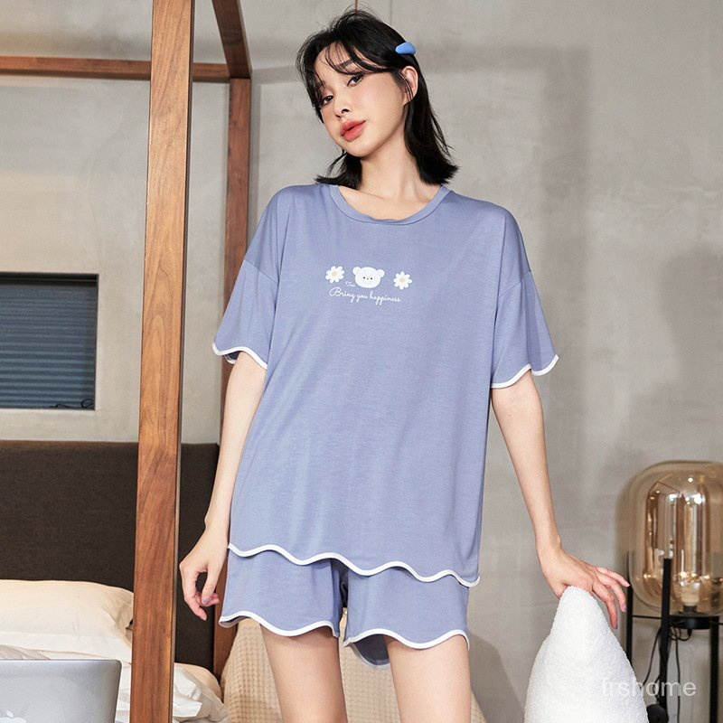 PIYAMA KOREA Kenyamanan rumah lengan pendek dan celana pendek set piyama pasangan/baju tidur import