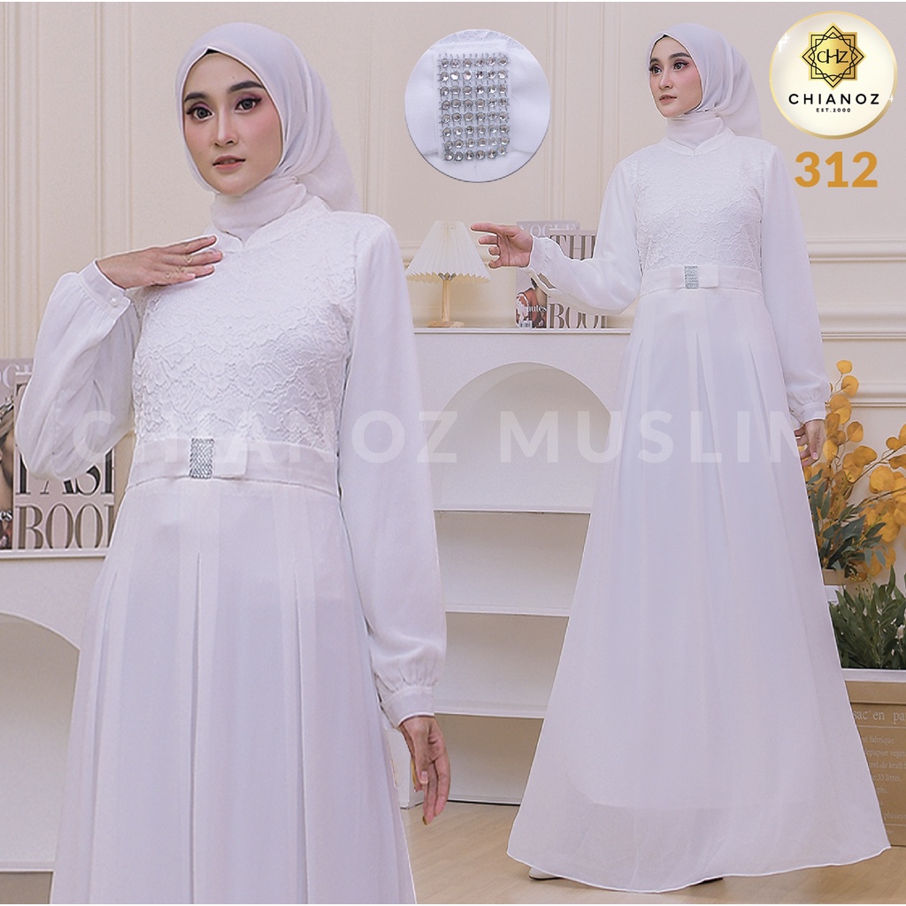 CHIANOZ Gamis Hitam Mewah Riana Dress Brukat Renda Baju Lebaran Umroh Haji Manasik Pesta Akad 320 312