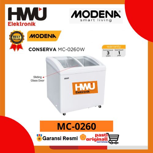 MODENA MC 0260 / SLIDING GLASS CHEST FREEZER 256 LITER MC-0260