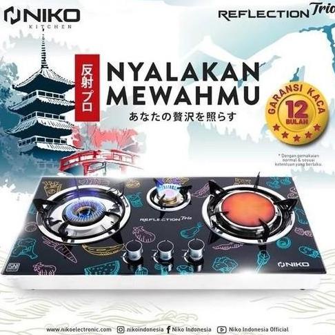 Ready Kompor Gas Kaca Niko Pro Trio 3 Reflection Semi Tanam Mix Bara Yinsastor