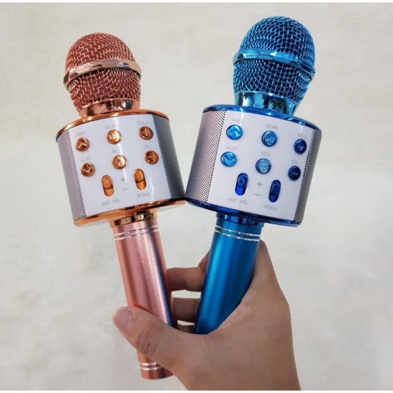Micropone Mic Microfon Karaoke Bluetooth Wireless WS858 WS 858 Speaker