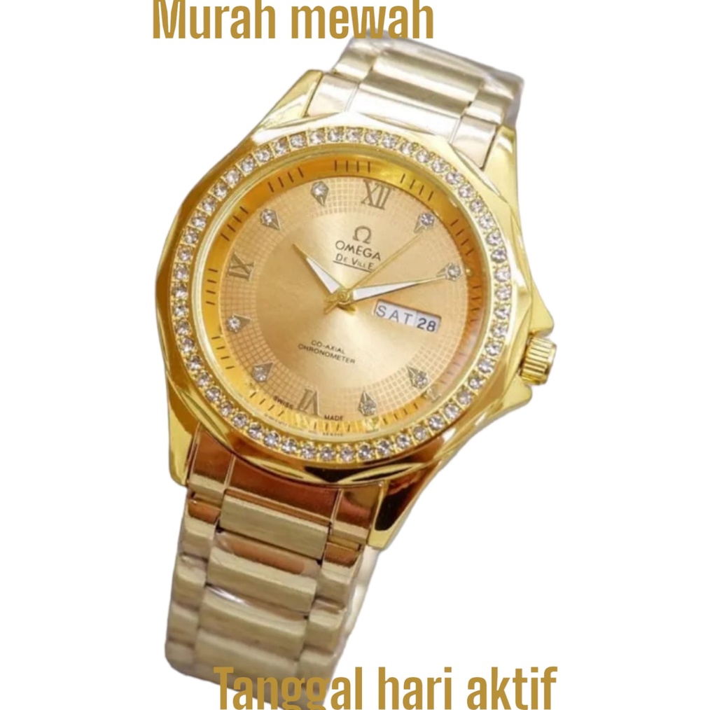 HARGA PROMO TERMURAH / Jam Tangan Pria Terlaris Tanggal Hari Aktif//Jam Tangan Cowok Mewah Case Permata /Arloji Pria Stainless Steel Terviral