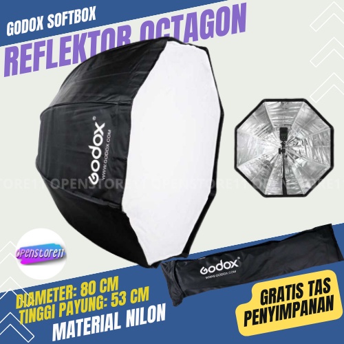 Godox Payung Softbox Reflektor Octagon 80cm Flash Speedlight