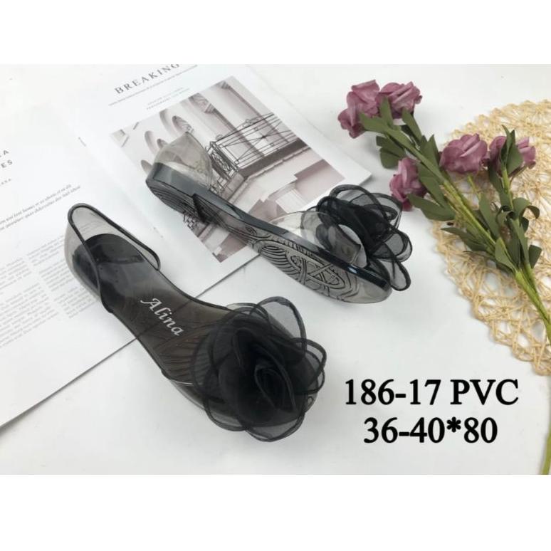 TERMURAH Ready Stok Sepatu Kaca Flower Bunga Mawar 186 Best Seller /0Sepatu Sandal Jelly Bunga