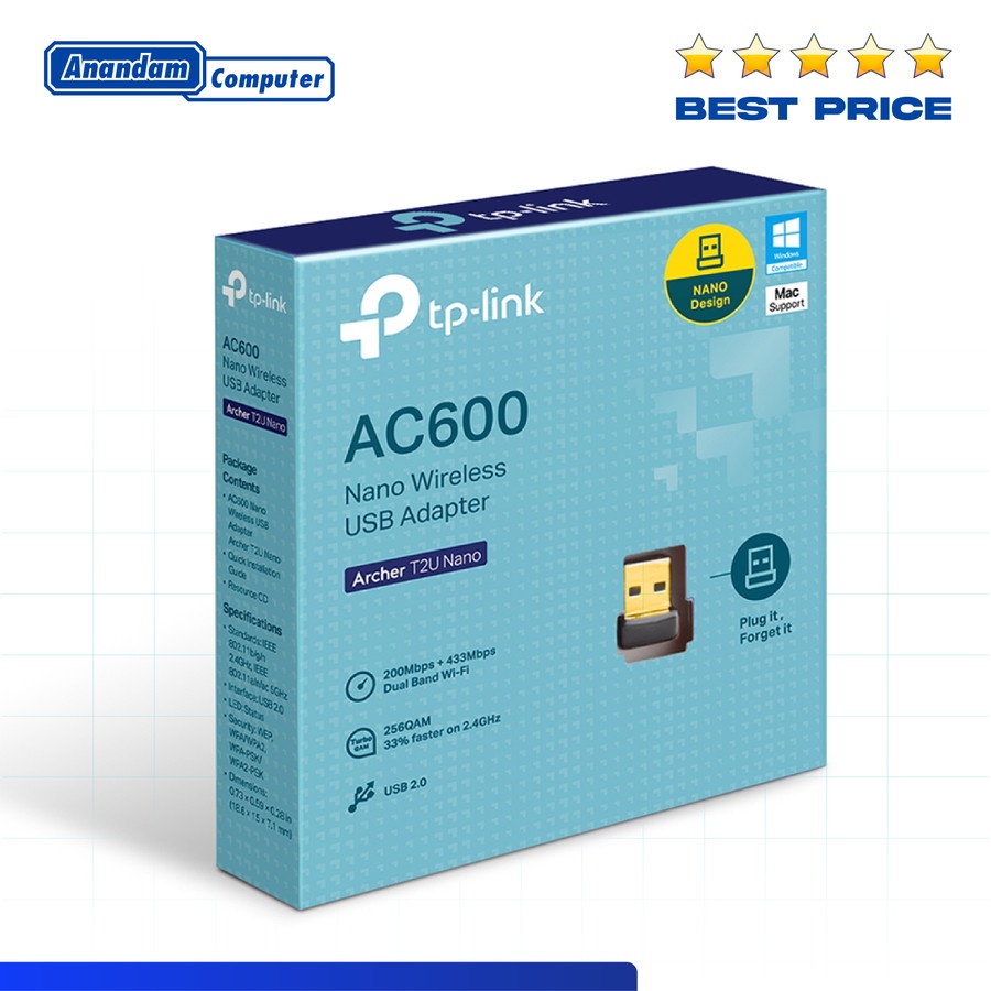 TP-LINK Archer T2U Nano AC600 Nano Wireless USB Adapter