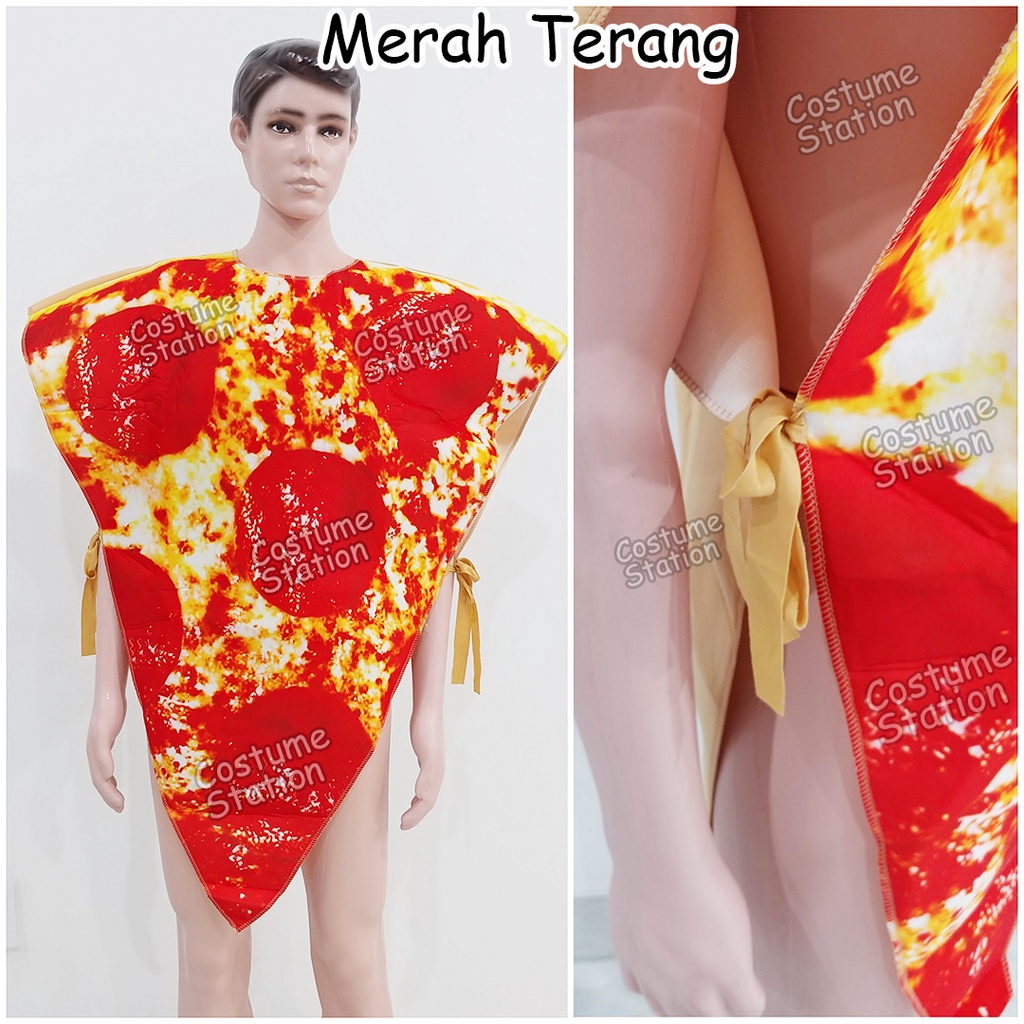 Kostum Pizza Mascot / Costume Maskot Onesie Roti Makanan Halloween dewasa