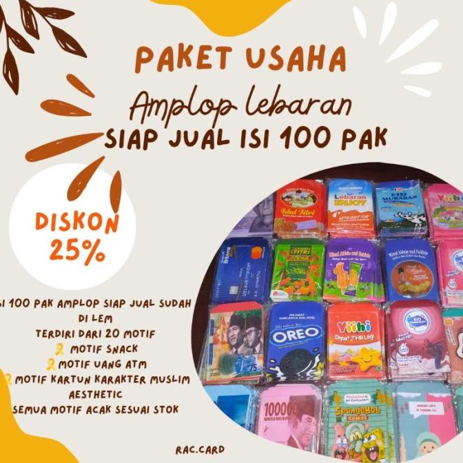 

AMPLOP LEBARAN (ISI 100 PAK / 1000 LEMBAR SUDAH LEM) PAKET USAHA AMPLOP LEBARAN SIZE EL09I09A82L